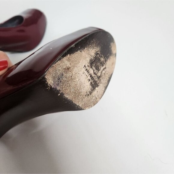 STUART WEITZMAN | Patent leather pumps heels burgundy red sz 5.5 - Picture 5 of 6